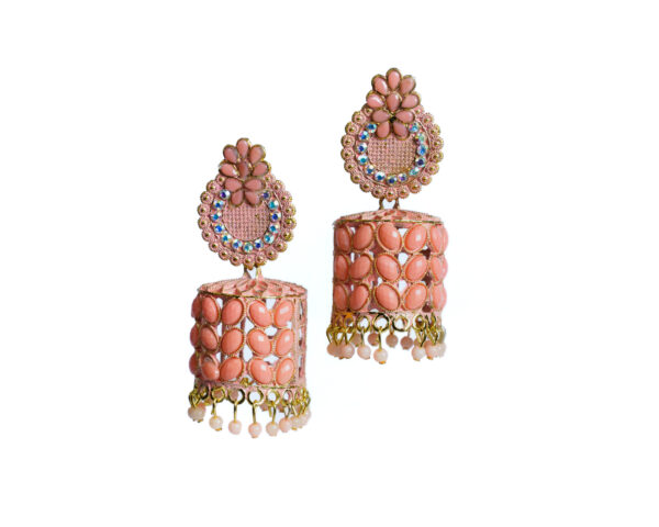 Orange Jhumki earrings - Image 5