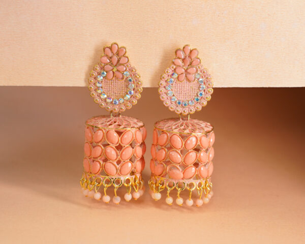 Orange Jhumki earrings - Image 3