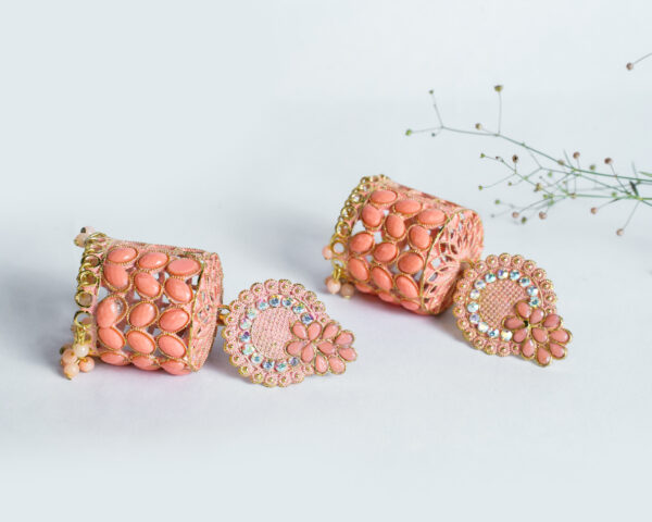 Orange Jhumki earrings - Image 4