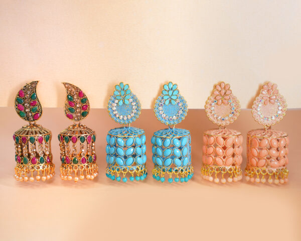 Orange Jhumki earrings - Image 2