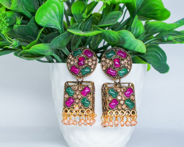 Aadiyatri Gold Plated Bridal Partywear Earrings - Image 2