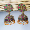 Brass base with gold plating jhumka earrings - Image 3