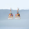 Dome Shaped Beaded Meenakari Jhumkas