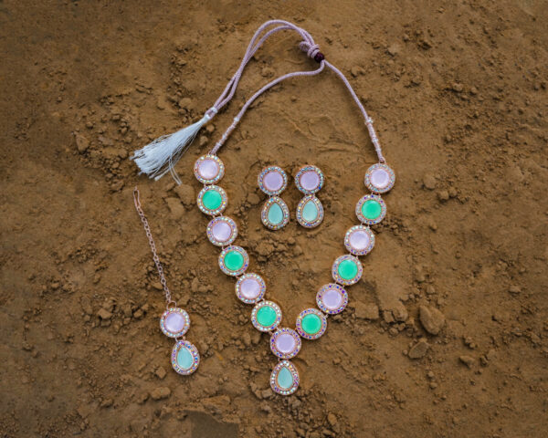 AD Diamond Necklace Jewellery Set with Earrings & Mangtika by Elegance jewels